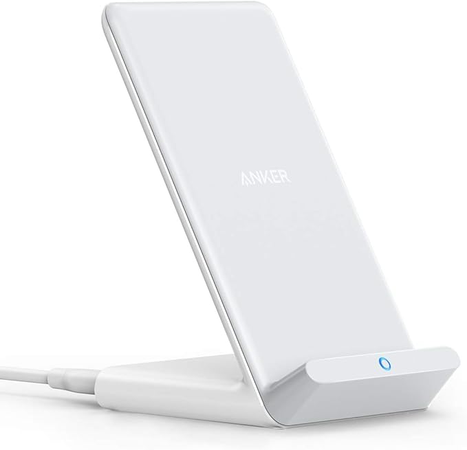Anker 313 Wireless Charger (Stand), Qi-Certified for iPhone 17/17 Pro/17 Pro Max/16/15/14/13, 10W Fast-Charging Galaxy S23 S22 S21(No AC Adapter)