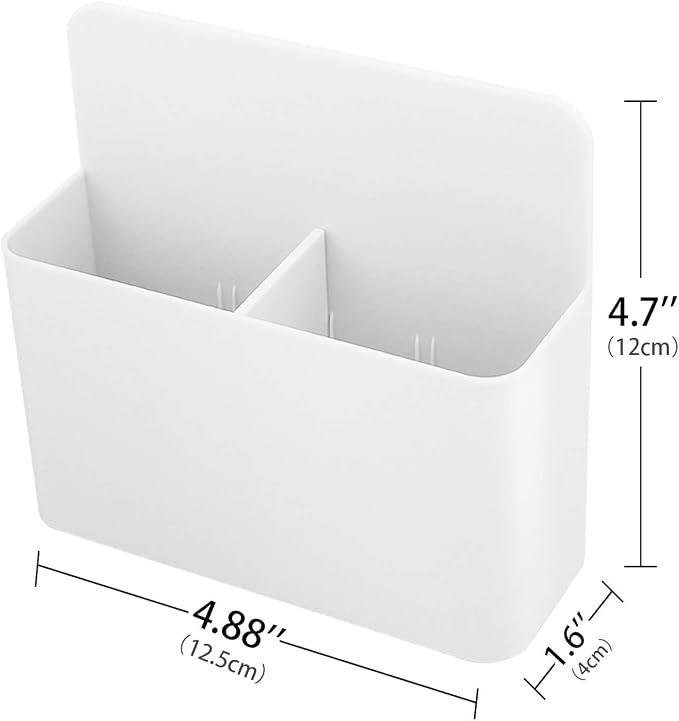 MoKo Magnetic Pen Holder, 2-Pack, Whiteboard Organizer, White | Magnetic dry erase marker holder has two adjustable compartments and an ABS body for whiteboards and refrigerators.