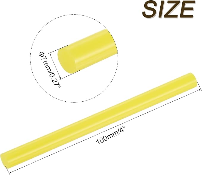 uxcell 7mmx100mm Mini Hot Glue Gun Sticks 4"x0.27" High Sticky Yellow | High Sticky,Small,Hot Glue Sticks for Glue Gun