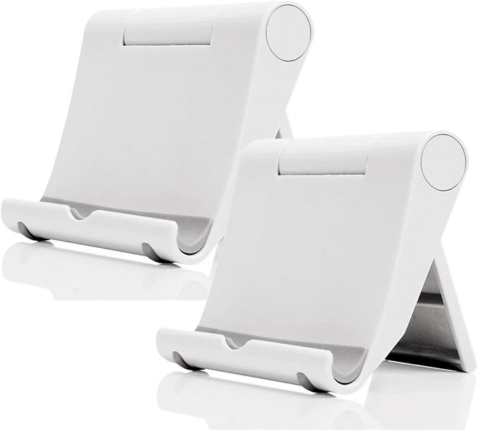 Cell Phone Stand 2 Pack, Desktop Holder for Phones & Tablets (2, White)