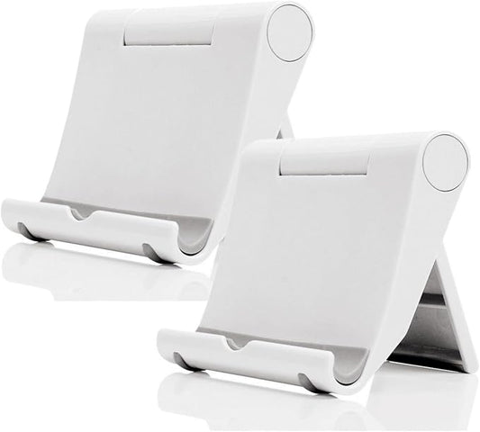 Cell Phone Stand 2 Pack, Desktop Holder for Phones & Tablets (2, White)