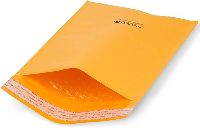 Fosmon #0 Extra Wide Kraft Bubble Mailer 6.5x10 6x10 (100 Pack), Padded Strong Adhesive Shipping Mailing Envelopes for Book, Game, Jewelry, Gift, Card