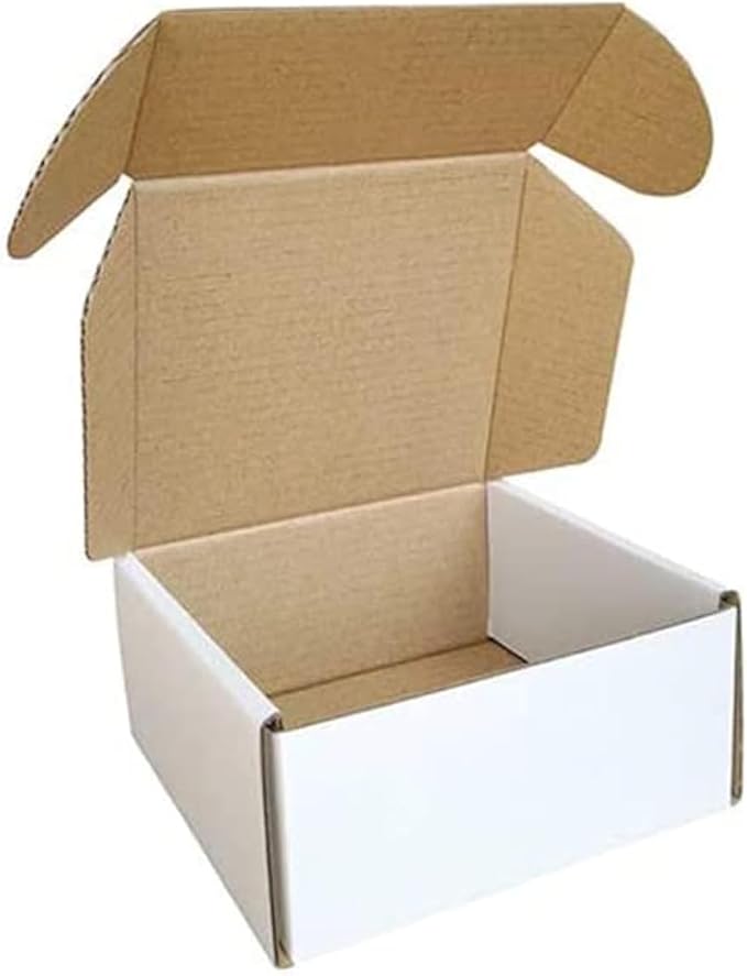 50 Pack 4x4x2'' Small Shipping Boxes, Corrugated Cardboard Mailers for Business, White (CM442)