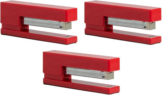 JAM PAPER Modern Desk Stapler - Red - 3/Pack