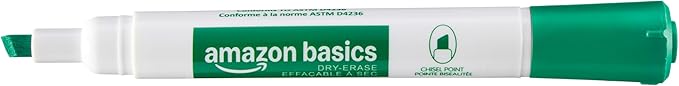 Amazon Basics Low-Odor Dry Erase Whiteboard Markers, Chisel Tip, Quick-Dry, 4 Assorted Colors, 36-Pack