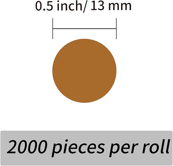 1/2 Inch Round Colored Stickers, 2000PCS Permanent Sticky Dots Color Coding Labels with Perforation Line, Brown Sticker Dots