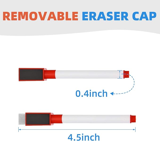 50 Pcs Colorful Magnetic Dry Erase Markers with Eraser Cap, White Board Mini Dry Erase Markers Bulk, Fine Point Tip White Board Markers for Teachers Office School Supplies