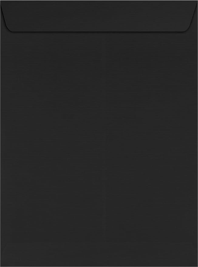 LUXPaper 9 x 12 Open End Envelopes | Peel & Press | Black Linen | 80lb. Text | 50 Qty