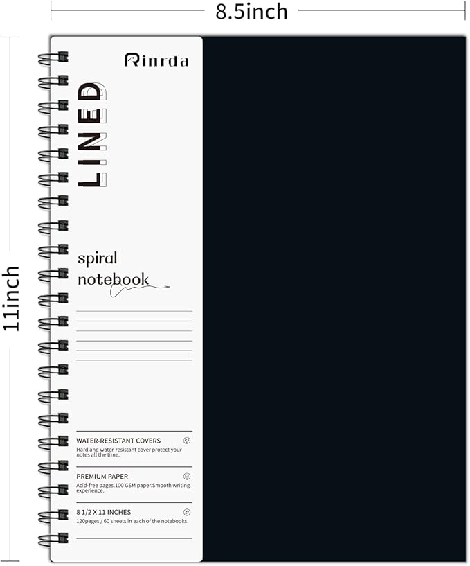 Large Lined Notebook Spiral Notebook 8.5" x 11"-4 Pack LINED Notebook 7mm Ruled Hardcover Notebook 120 Pages 100 GSM Thick Paper Notebook Hardcover Journal for School, Office,Study and Notes | 4 Pack LINED Notebook Ruled Hardcover Notebook Thick Paper ...