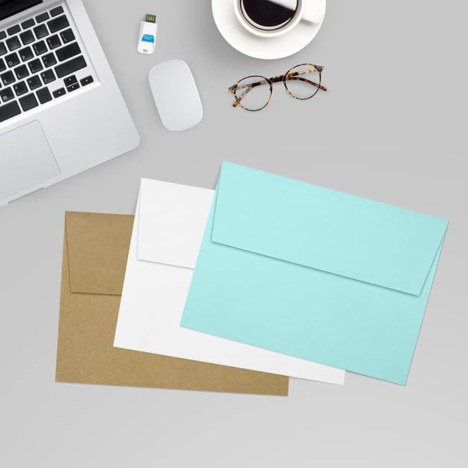 LUXPaper A7 Invitation Envelopes | Peel & Press | 5 1/4" x 7 1/4" | Seafoam Blue | 80lb. Text | 50 Qty