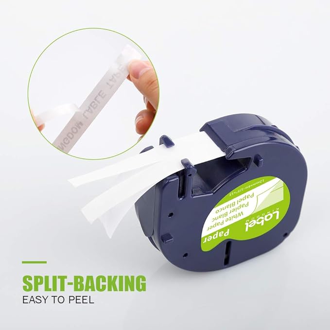 8-Pack Label KINGDOM Label Compatible with DYMO LetraTag Label Maker Refills 91330 White Paper Tape Refills 12mm x 4m (1/2" x 13') for Labeler Letra Tag 200B LT 100H 100T Plus