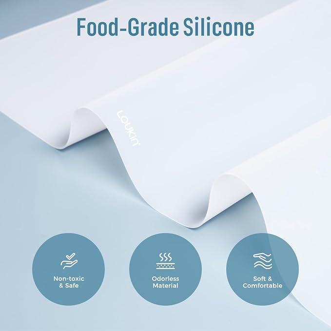 loukin Dry Erase Silicone Desk Mat, 23.6"x13.8" Desk Pad with Planner | Write & Erase Surface, Non-Slip, Waterproof Table Protector, Heat Resistant, Food-Grade Silicone, All-In-One Set