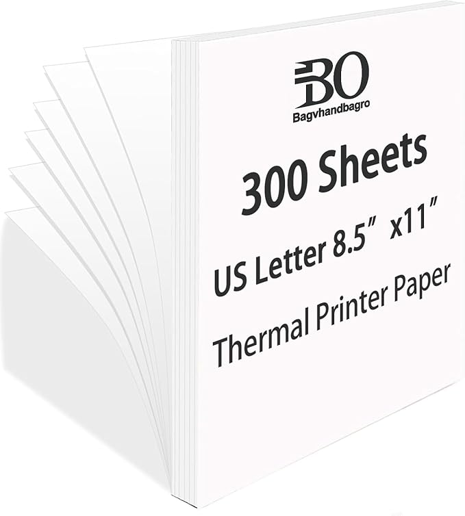 300 Single-Sheet Thermal Printer Paper 8.5’’ x 11’’ US Letter Size Office Paper Products for N80/ PD-A4/ A285M Inkless Printer, Portable Printers Wireless for Travel.