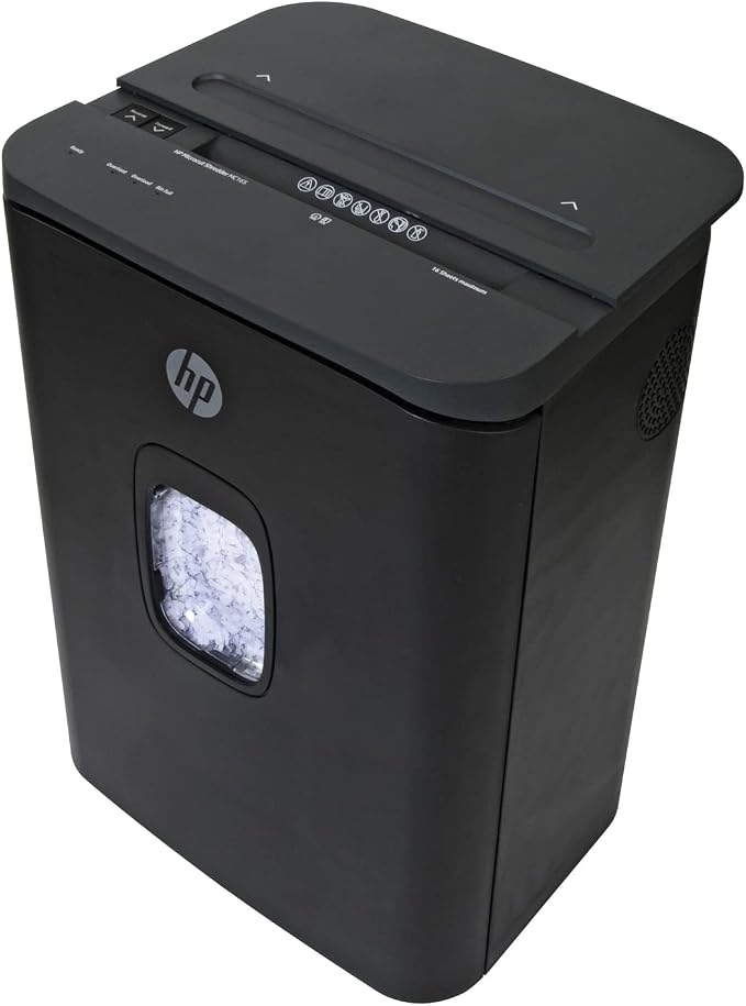 HP - Micro Cut Paper Shredder, 16-Sheet with Slide Top for Office | Micro Cut High Security Shredding, Slide Top Design, Pullout Basket, Rolling Casters, Home And Office Use