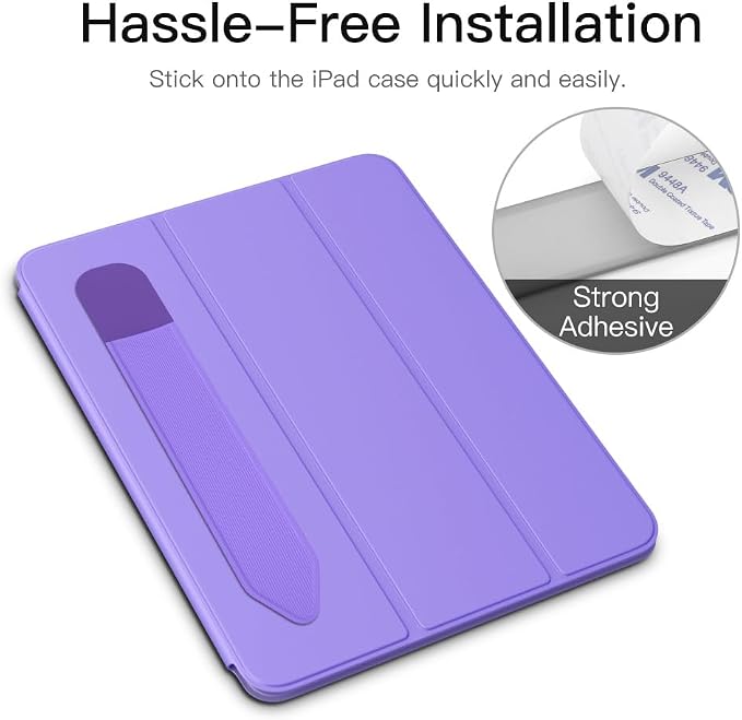 MoKo Adhesive Pencil Case Holder Sticker for Apple Pencil, Purple | Elastic Pencil Pocket Pouch, Adhesive Sleeve, Attached to iPad Case, For Pro/USB-C/1st/2nd Gen and Similarly Stylus Pens