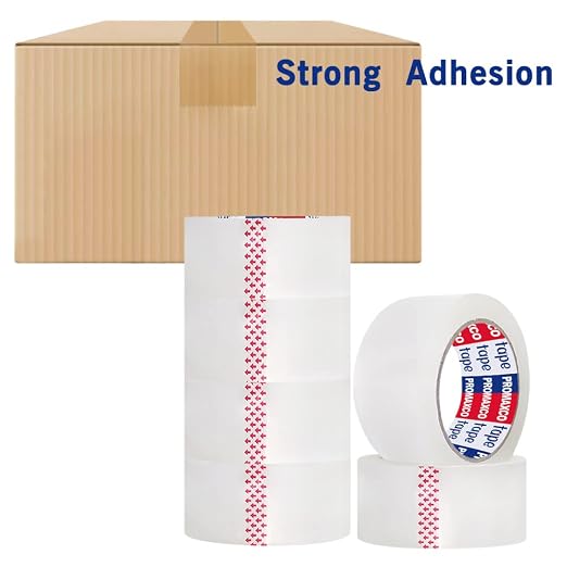 Heavy Duty Packing Tape with Dispenser, 1.88 inch x 65Y, 6 Rolls | 1 Dispenser Included, Total 390Y, Clear, 2.8 mil, Ultra Strong, Refill for Packaging and Shipping