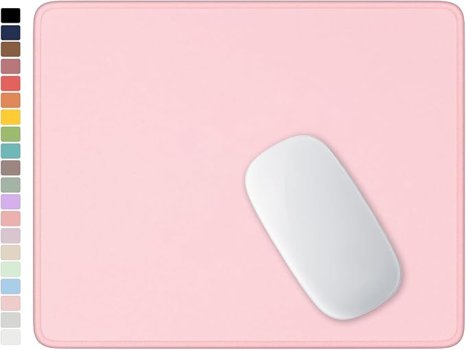 Hsurbtra Mouse Pad, Premium-Textured Square Mousepad 10.2 x 8.3 Inch, Stitched Edge Anti-Slip Waterproof Rubber Pretty Cute Computer Mat for Office Gaming Laptop Women Kids Pink