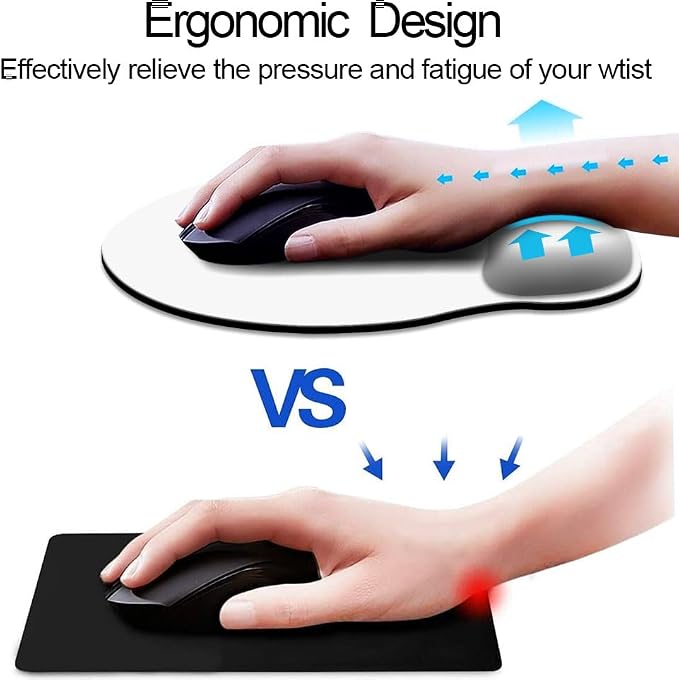 DOOKE ErgoComfort Wrist Rest Mouse Pad-Ergonomic Office Mousepad with Wrist Support-Non-Slip,Pink Desk Accessories Mat for Home&Game Decor White