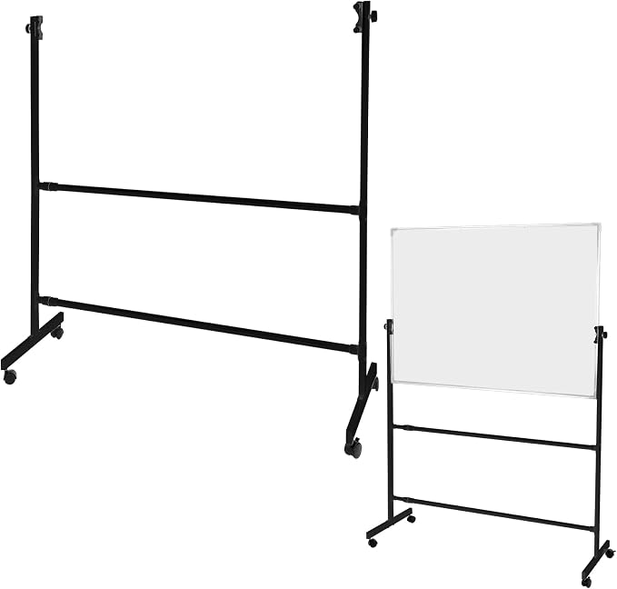 Lincia Adjustable Whiteboard Easel Stand Only Large Mobile Rolling Whiteboard Stand on Wheels Double-Sided Standing Dry Erase Board Mounting Brackets for Home Office Classroom School (Black)