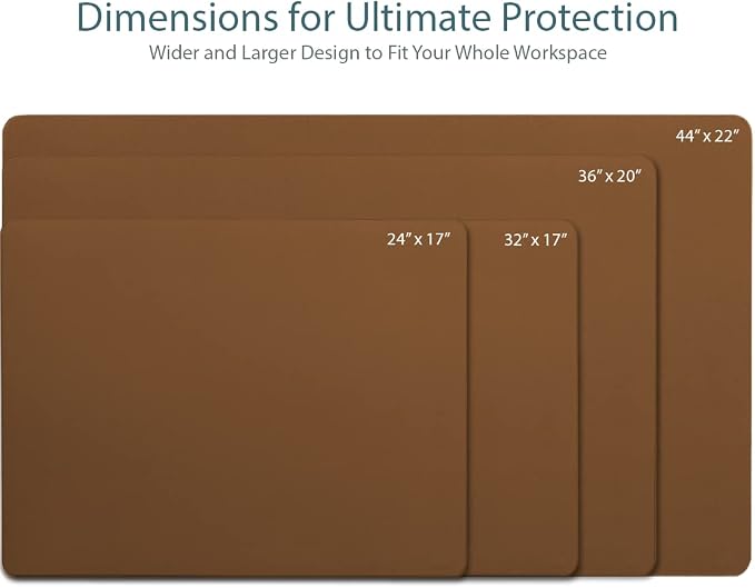 Vine Creations Leather Desk Pad - Large 44" x 22", Desk Protector, PU Leather, Brown