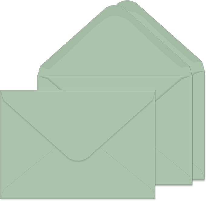 A7 Envelopes 100 Pack Sage Green Envelopes 5x7 V-shaped Flap, Suitable for 5x7 Photos, Cards, Weddings, Invitations, Announcements, Baby Gifts 5.25 "x 7.25" (Sage Green)