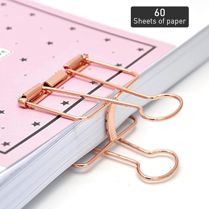 Small Binder Clips, 36 Pack, 3/4 Inch, Standard 19mm, Hollow Out Red Bronze, Capacity 0.31 Inch, Mini Paper Fold Clamp, Office & School Supplies