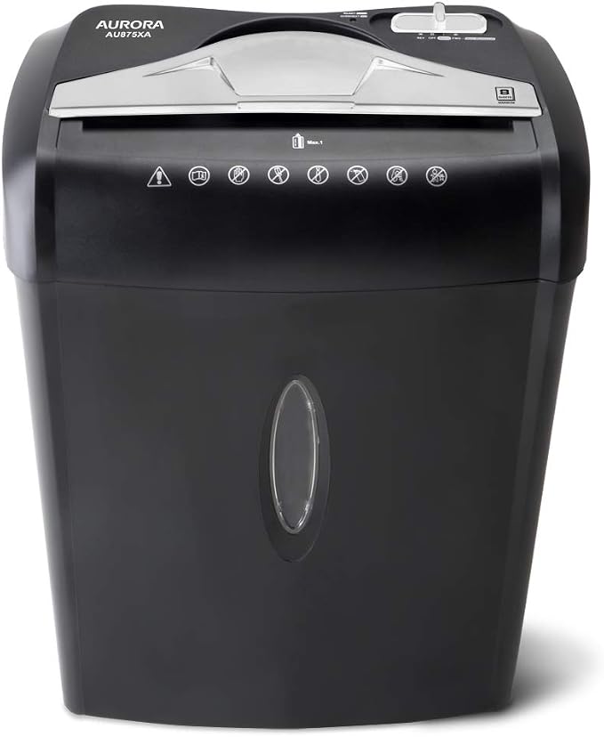 Aurora AU875XA Paper and Credit Card Shredder with 3.7-Gallon Wastebasket, 8-Sheet Cross-Cut with Basket