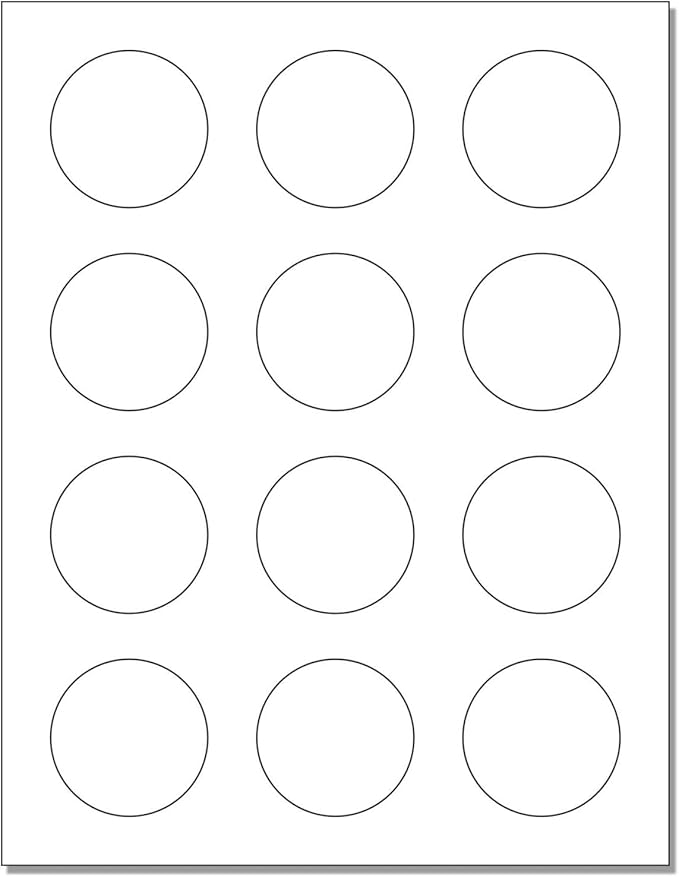 NextDayLabels 2" Round White Sticker Labels for Laser/Ink Jet Printers - to Print with Bleeds - 12 Per Page | 300 Labels