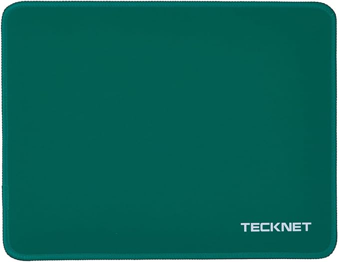 TECKNET Mouse Pad with Anti-fray Stitchin, Waterproof Surface & Non-Slip Rubber Base with Stitched Edges Gaming Mouse Mat for Laptop，Compatible with Laser and Optical Mice - Dark Green
