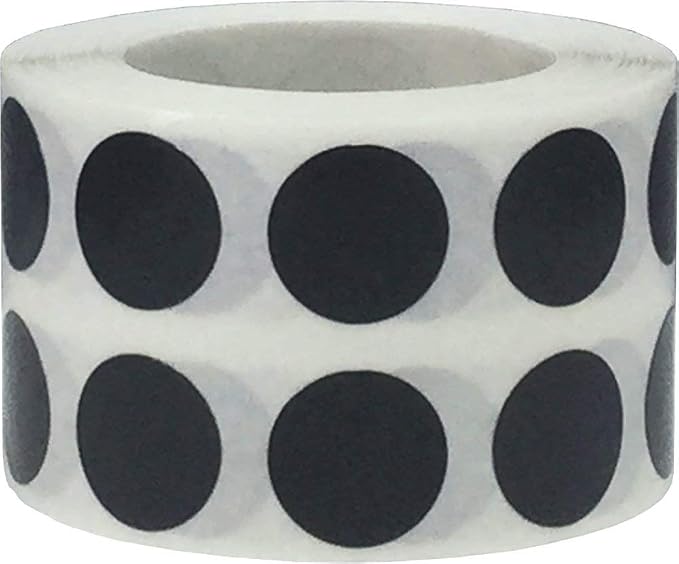 Black 1/2" Inch Round Adhesive Labels 1,000 Color Coding Dot Stickers for Efficient Inventory Management, Crafting Projects, and Organizational Tasks in Offices, Schools, and Homes