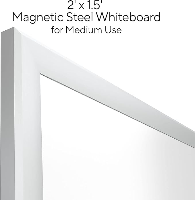 TRU RED Steel Magnetic Whiteboard | Dry Erase Board for Wall, White Board with Satin Frame, 2 ft x 1.5 ft