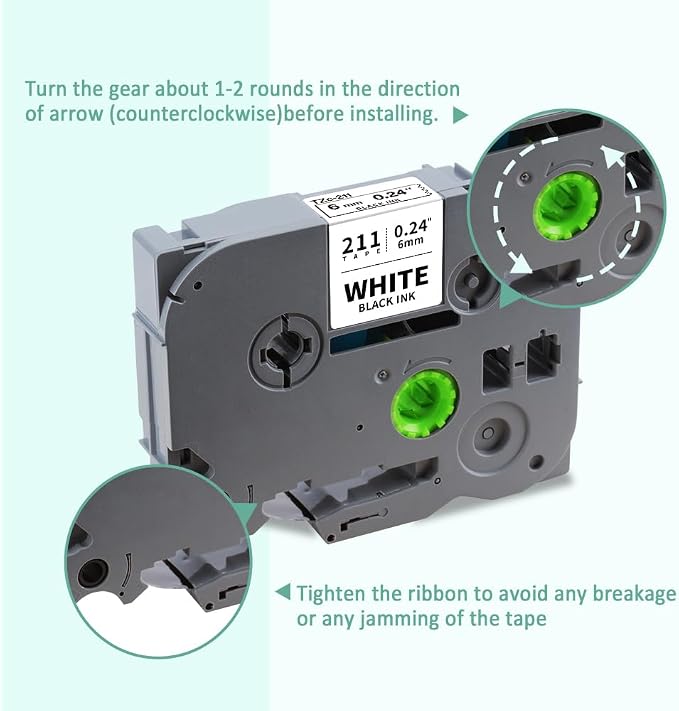 6-Pack Compatible for Brother Tze Tz Tape 6mm 0.23" Laminated Multi-Color | Tze211 Tze111 Tze411 Tze511 Tze611 Tze711 P Touch Tze Tz 6mm 1/4" Label Maker Tape for PTD220 PTH100 PTH110 PTD202 PTD210
