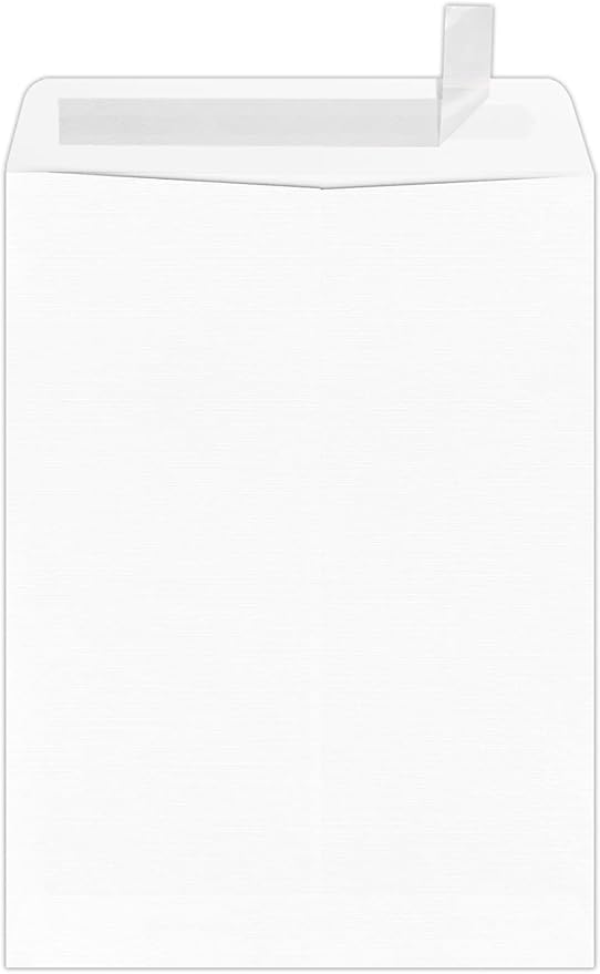 LUXPaper 9 x 12 Open End Envelopes | Peel & Press | White Linen | 80lb. Text | 500 Qty