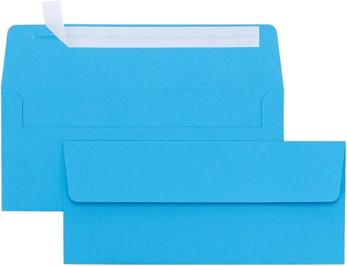 LUXPaper #10 Business Envelopes | Peel & Press | 4 1/8" x 9 1/2" | Bright Blue | 60lb. Text | 250 Qty