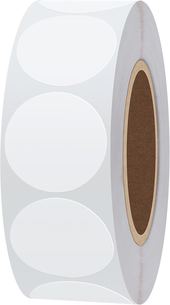 Hybsk 1000 pcs White Circle Stickers Small Round Color Coding Labels Permanent Color-Code Dot Semi Gloss Paper Adhesive Envelope Seals (1 inch)