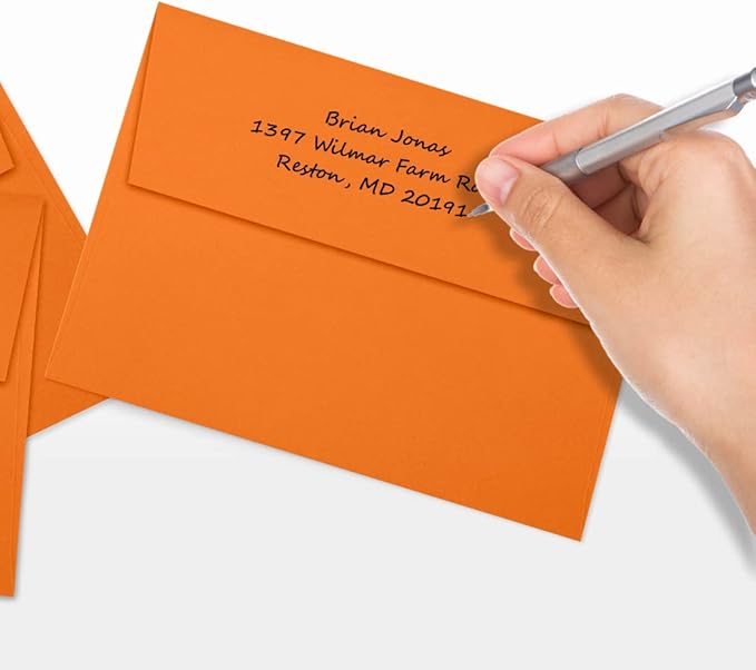 LUXPaper A7 Invitation Envelopes | Peel & Press | 5 1/4" x 7 1/4" | Mandarin Orange | 80lb. Text | 1,000 Qty