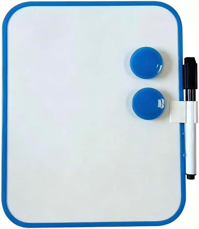 Magnetic Whiteboard with Marker and Magnets, 6" x 8",Small Whiteboard for Classroom, School Locker,Home, Office (Blue)