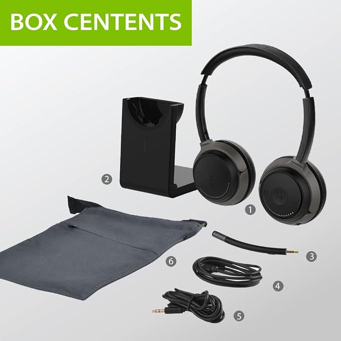 Avantree Alto Clair - Bluetooth Headset with Mic and Charging Base | aptX HD headset with detachable microphone, mute control, charging base.