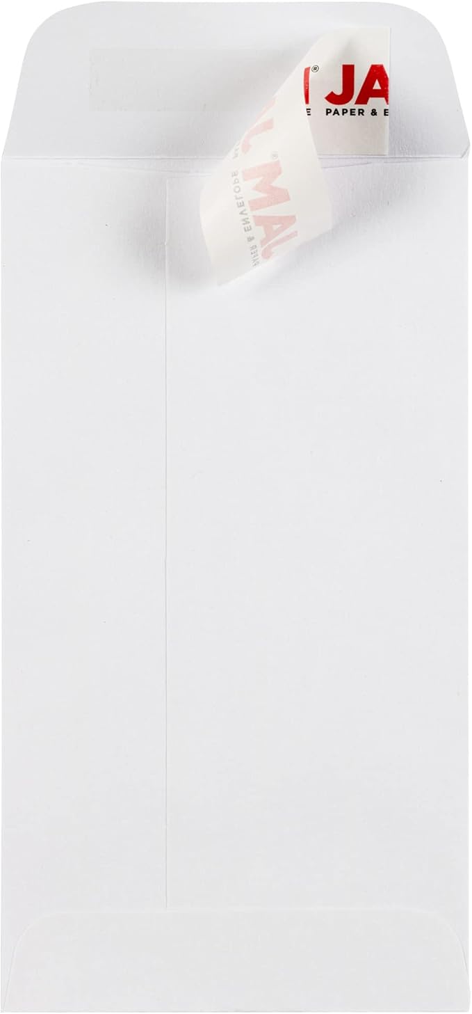 JAM PAPER #5 Coin Business Envelopes with Peel and Seal Closure - 2 7/8 x 5 1/4 - White - Bulk 250/Box