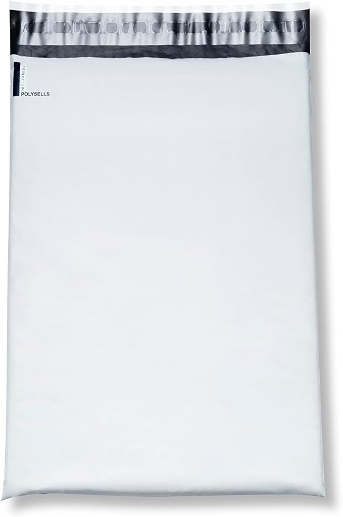 POLYSELLS 100 pcs 7.5"x10.5" White Poly Mailers Shipping Envelopes, Strong Adhesive Sealing, Waterproof, and Tear-resistant Postal Mailing Bags for Clothing and Accessories
