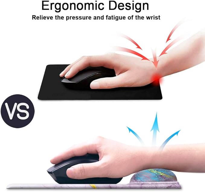 Mouse Pad with Wrist Support, Non Slip Mousepad Wrist Rest for Office, Computer, Laptop & Mac- Durable & Comfortable & Lightweight Ergonomic Support Mouse Mat Purple Art Marble