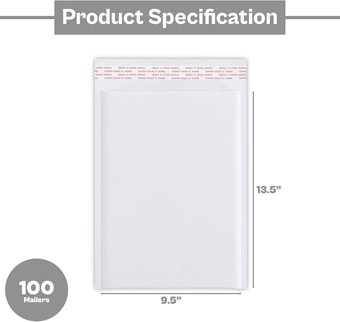 PSBM #4 100 PCS 9.5 x 14.5 Inch White Kraft Bubble Mailers, Cushion Padded Envelopes, Self-Sealing Peel-Off Strip, Ideal for Shipping CD, DVD, Jewelry, Photos, Magazine, Books, Clothes and More
