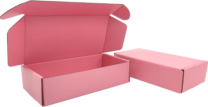7x5x2 Shipping Boxes Set of 50, Pink Mailer Corrugated Cardboard Box | for Packaging, Literature, Packing, Mailing, Storage, Small Business, Moving, Gift, Supplies, Quick Fold, Tab Locking