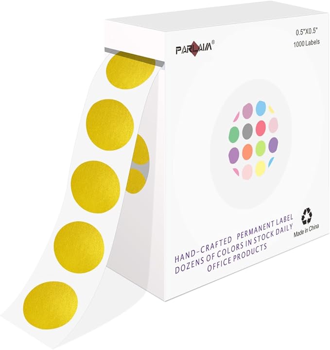 PARLAIM Round Dot Stickers 1/2 Inch Color Coding Labels on a Roll, 1000 PCS Permanent Circle Stickers in Plastic Dispenser Box for Home Office Classro