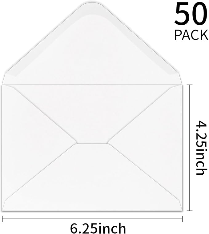 50 Pack 4x6 Envelopes white A4 Envelopes for Invitations, Printable, Self Seal for Weddings, Invitations, Photos, Postcards, Greeting Cards, Mailing