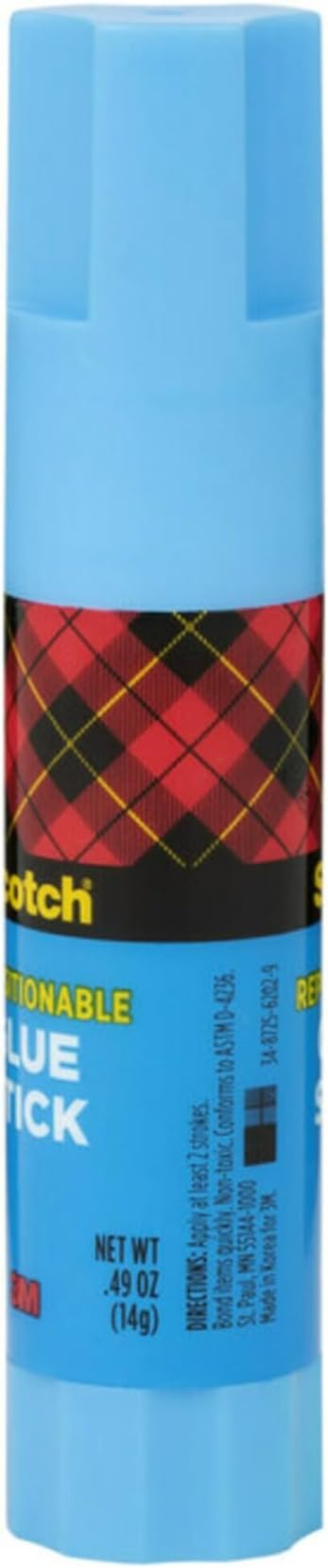 Removable Restickable Glue Stick.49oz, Repositionable Stick (5-Pack)