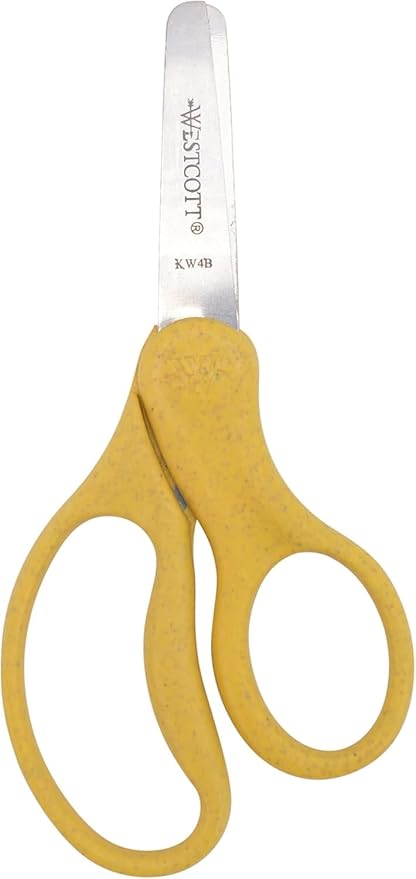 Westcott 5" KleenEarth Scissors 6-Pack, for Kids Ages 4+, Eco-Friendly Recycled Scissors for School and Craft Projects