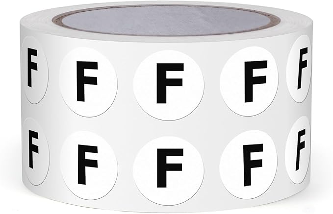 Letter F Stickers 0.5 Inch Vinyl Round Alphabet Label 1000 PCS | Self-Adhesive, Removable, Waterproof, Circle Capital Dots Tags, for Home Office Inventory Classroom