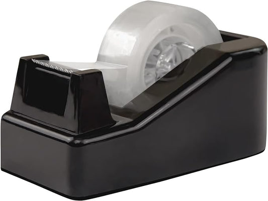 1Pcs Desktop Tape Dispenser Adhesive Roll Holder with Weighted Nonskid Base, Black (Tape not Included)
