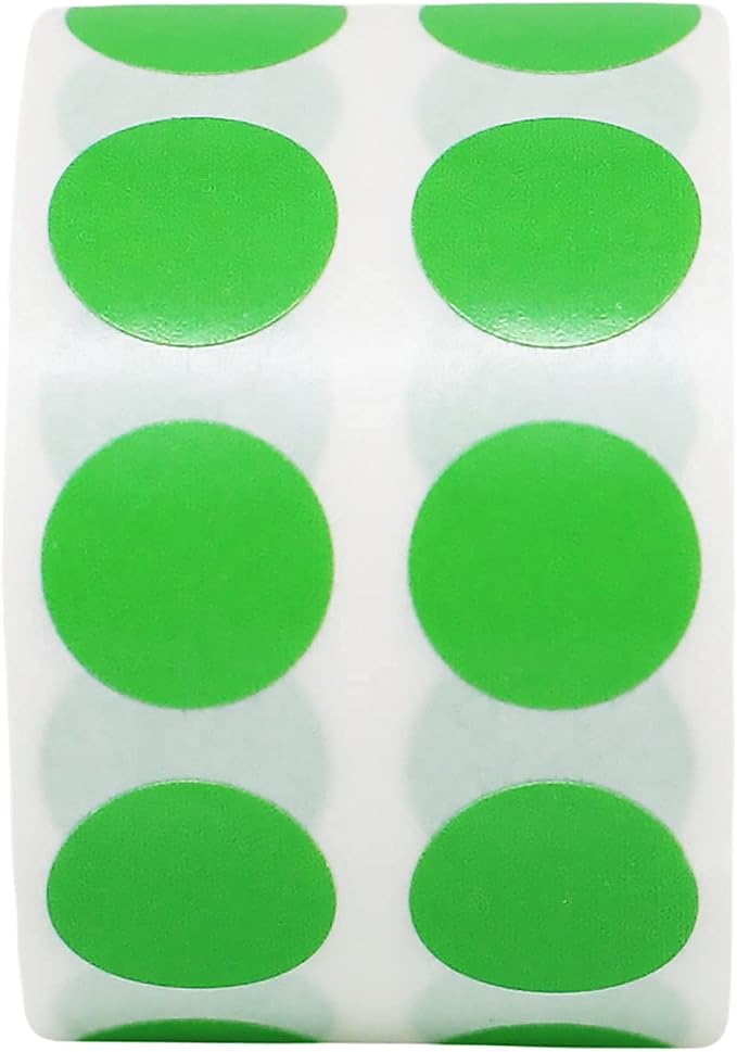 Light Green 1/2" Inch Round Adhesive Labels 1,000 Color Coding Dot Stickers for Efficient Inventory Management, Crafting Projects, and Organizational Tasks in Offices, Schools, and Homes